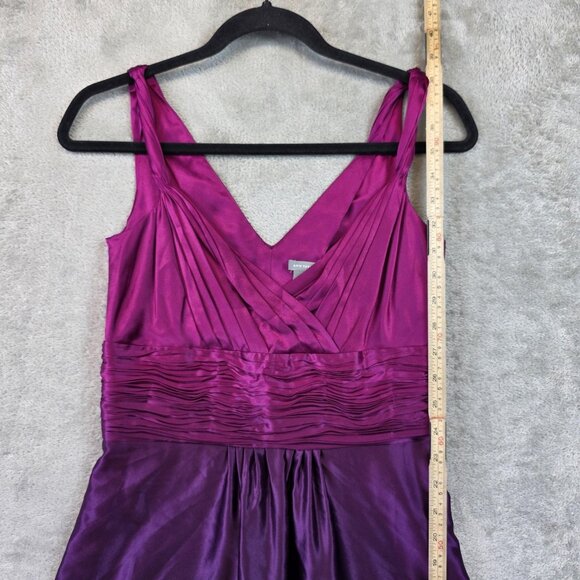 Ann Taylor Dress Womens Size 0 Purple Silk Ombre Ruched V Neck A Line Formal - Picture 6 of 9